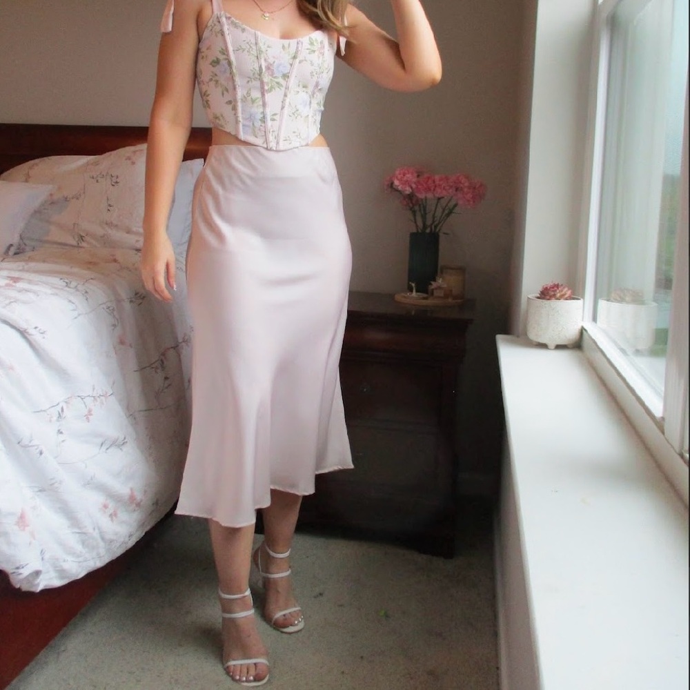 Pearl Satin Midi Skirt